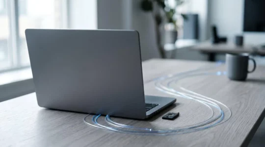 Concept de cybersécurité d'entreprise pour travailleurs nomades avec protection réseau avancée