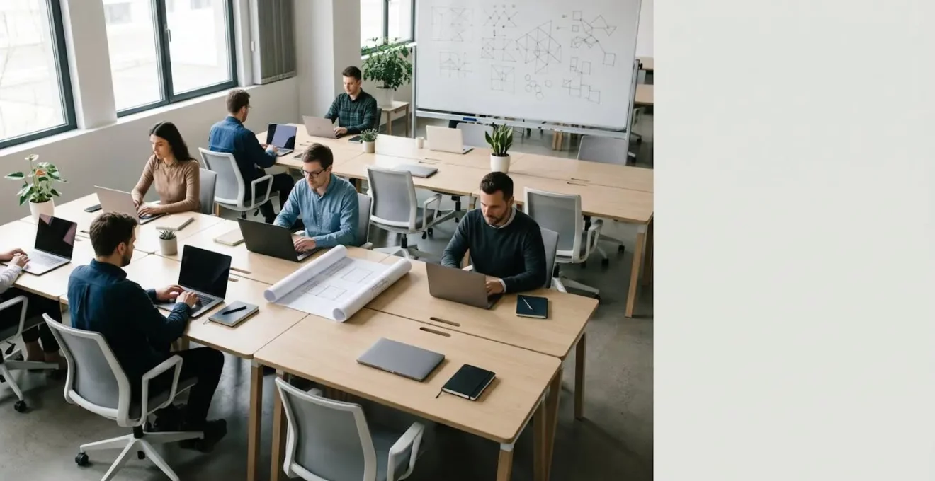 Développeurs collaborant sur la qualité du code dans un environnement de travail moderne